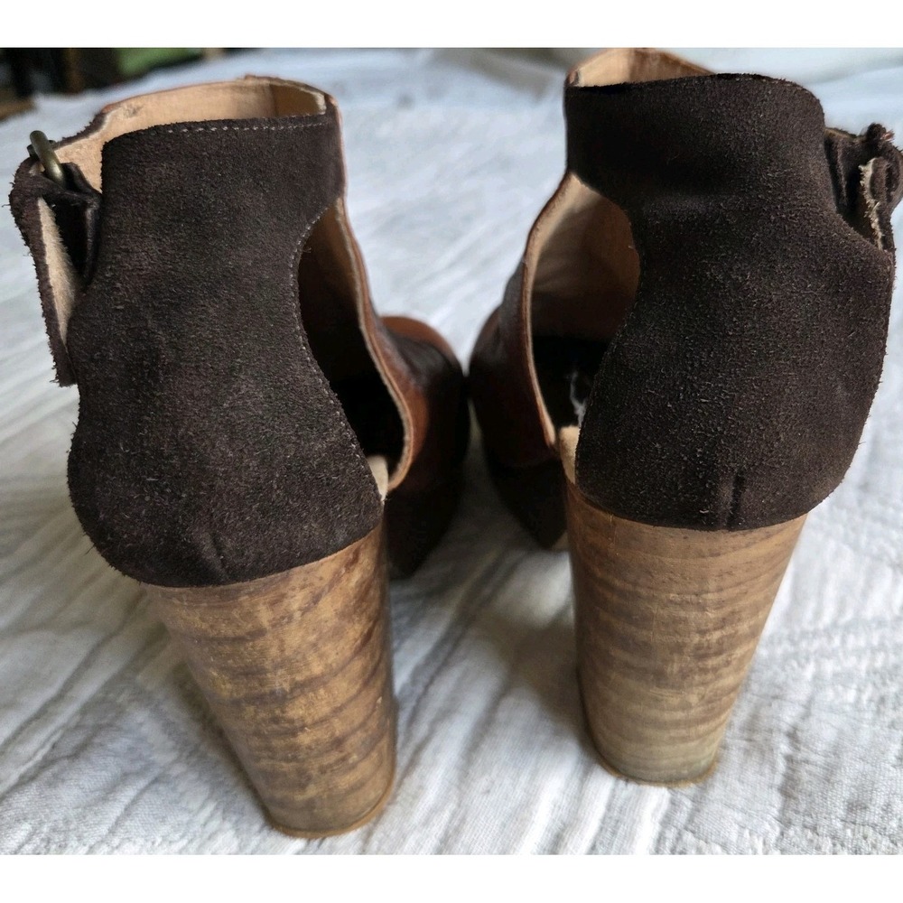 Free People Amber Orchard Clog Brown Leather Wood Heel Ankle Strap EU‎ 38 - Picture 4 of 8